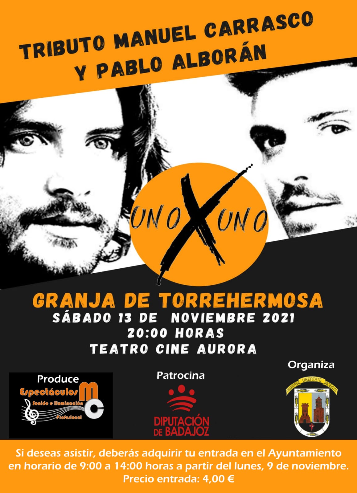 uno x uno tributo a Manuel Carrasco y Pablo Alborán en Granja de Torrehermosa